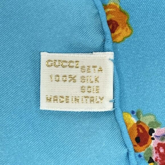 GUCCI - Light Blue Red Multi Scarf 142-071325 - Picture 4 of 4